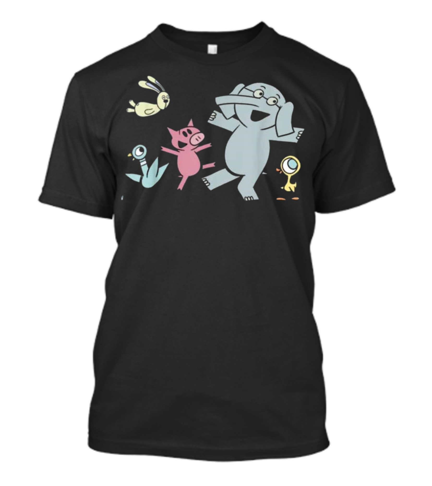 Elephant And Piggie With Rabbit Bird Duck Playful Characters T-Shirt