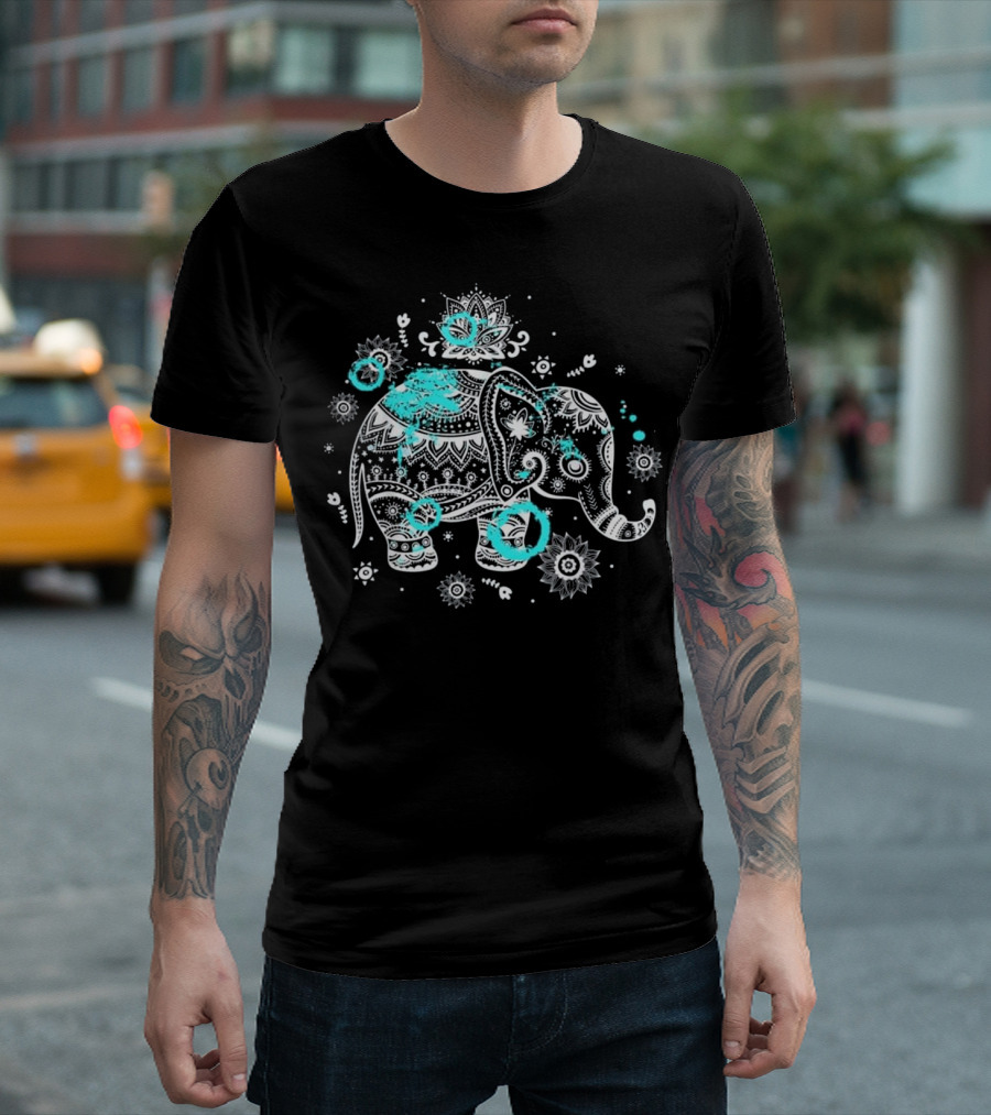 Elephant Thailand Good Luck Mandala Lotus Ornament Vi T-Shirt