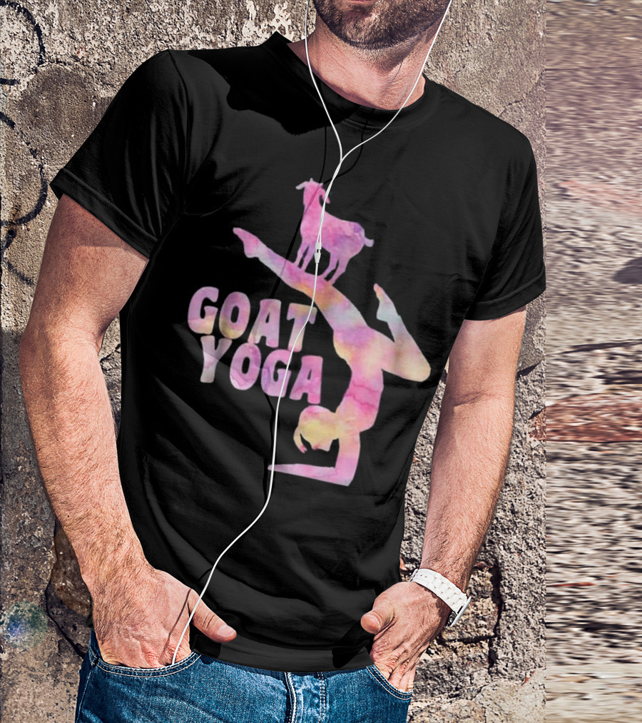 Goat Yoga Pose Silhouette With Watercolor Goat And Yoga Text T-Shirt