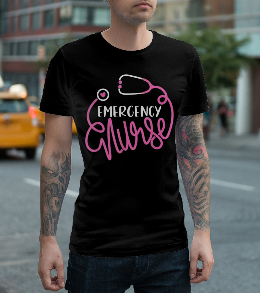 Emergency Nurse Heart Stethoscope T-Shirt