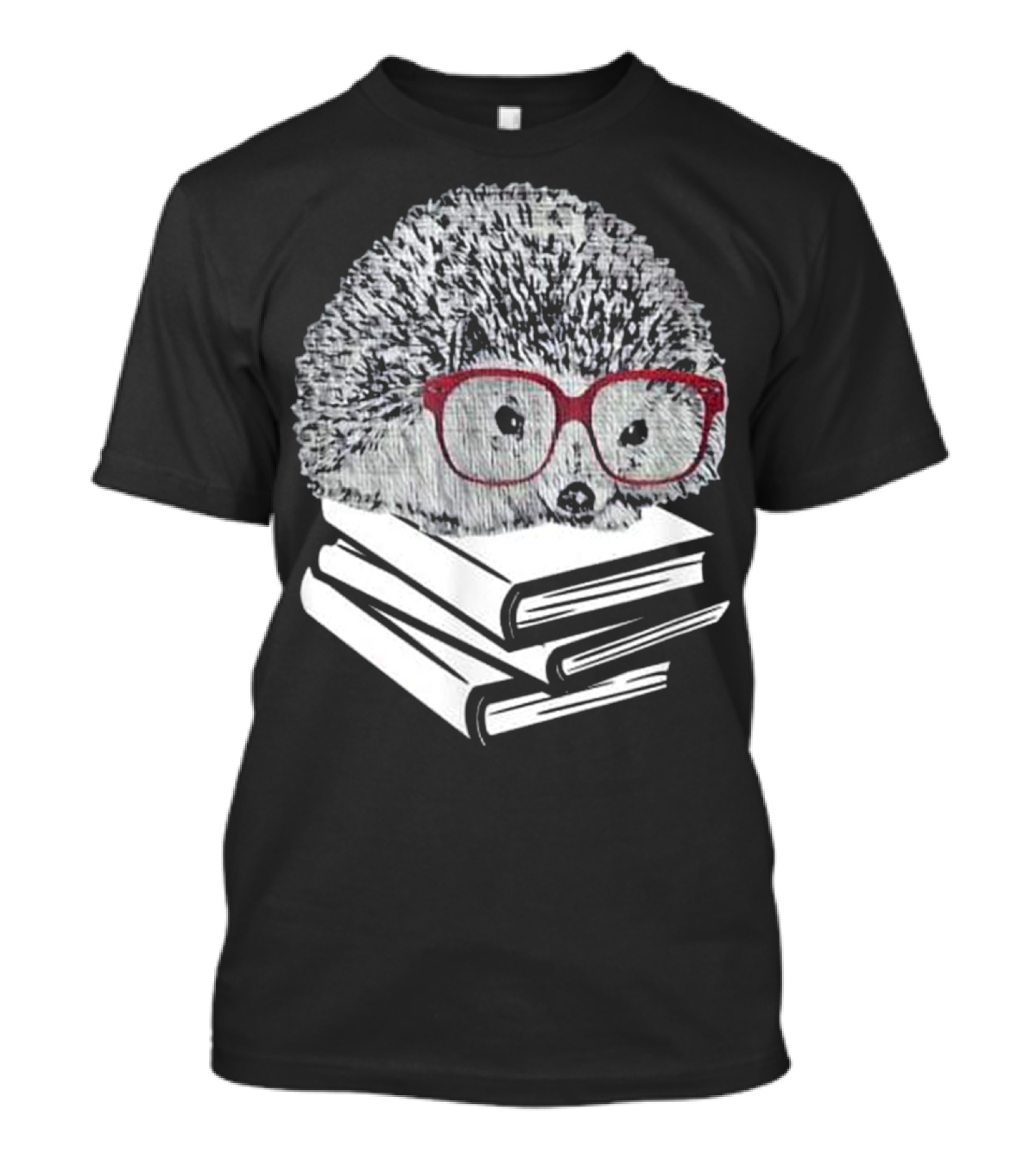 Hedgehog Glasses Lover On Books Stack T-Shirt
