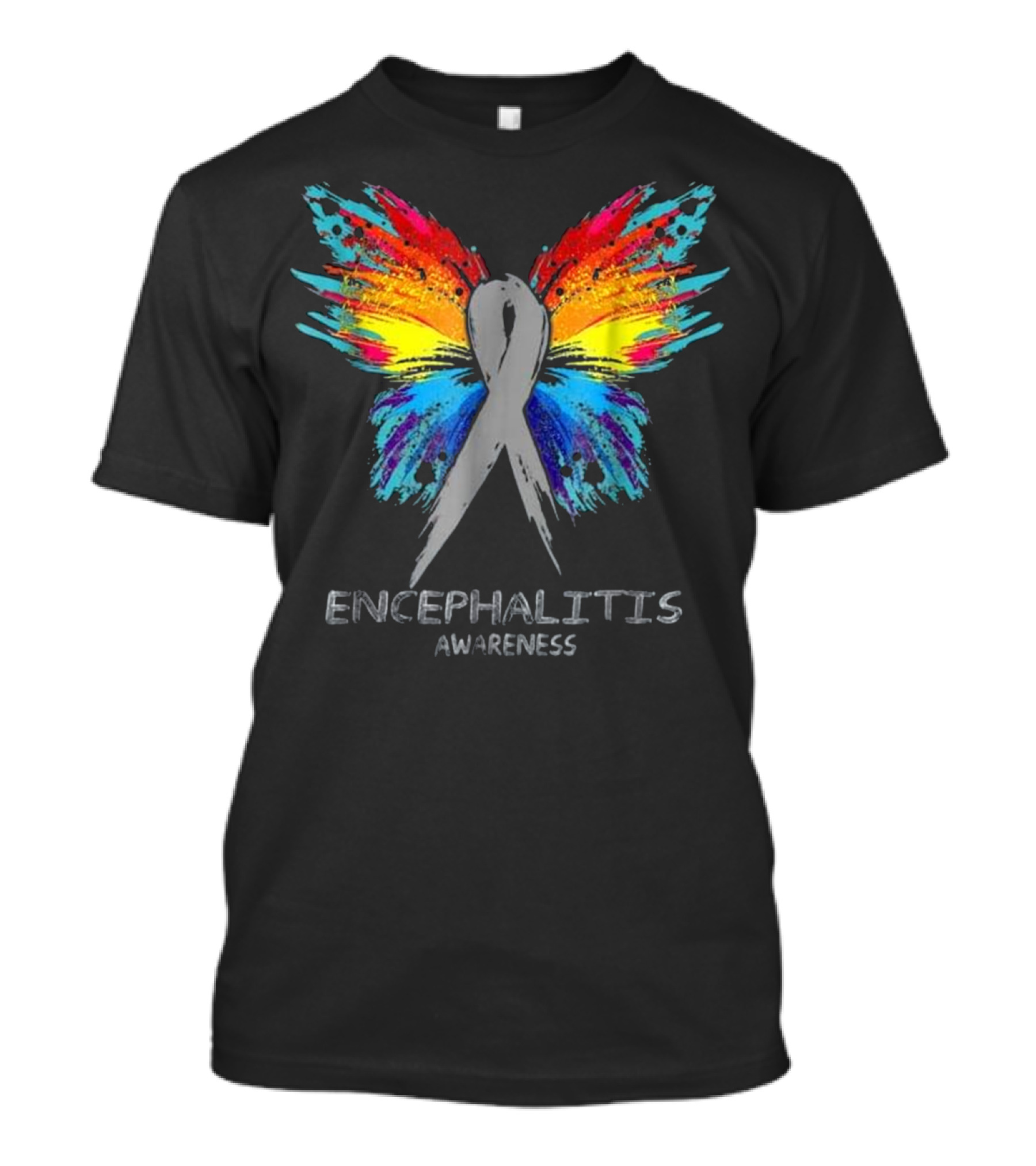 Encephalitis Awareness Butterfly Ribbon Colorful Wings T-Shirt