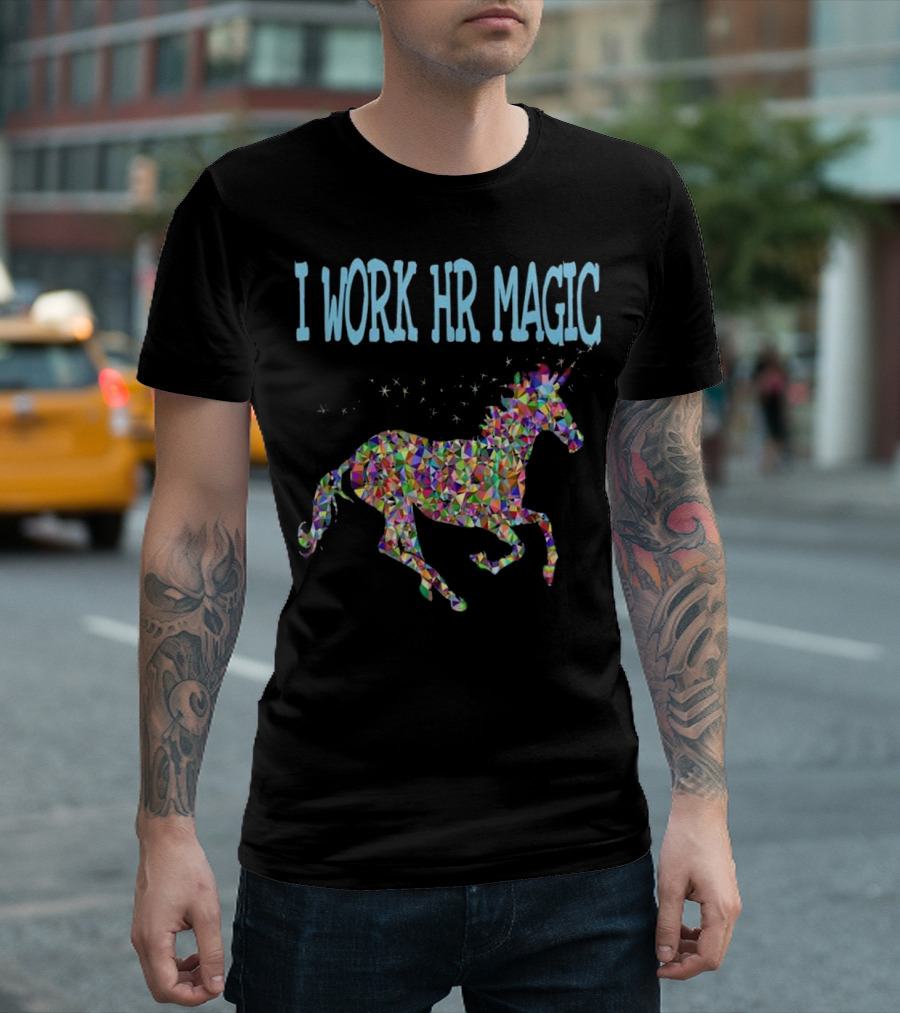I Work HR Magic Colorful Unicorn Mosaic T-Shirt