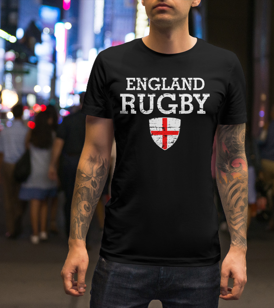 England Rugby Flag Shield Emblem T-Shirt