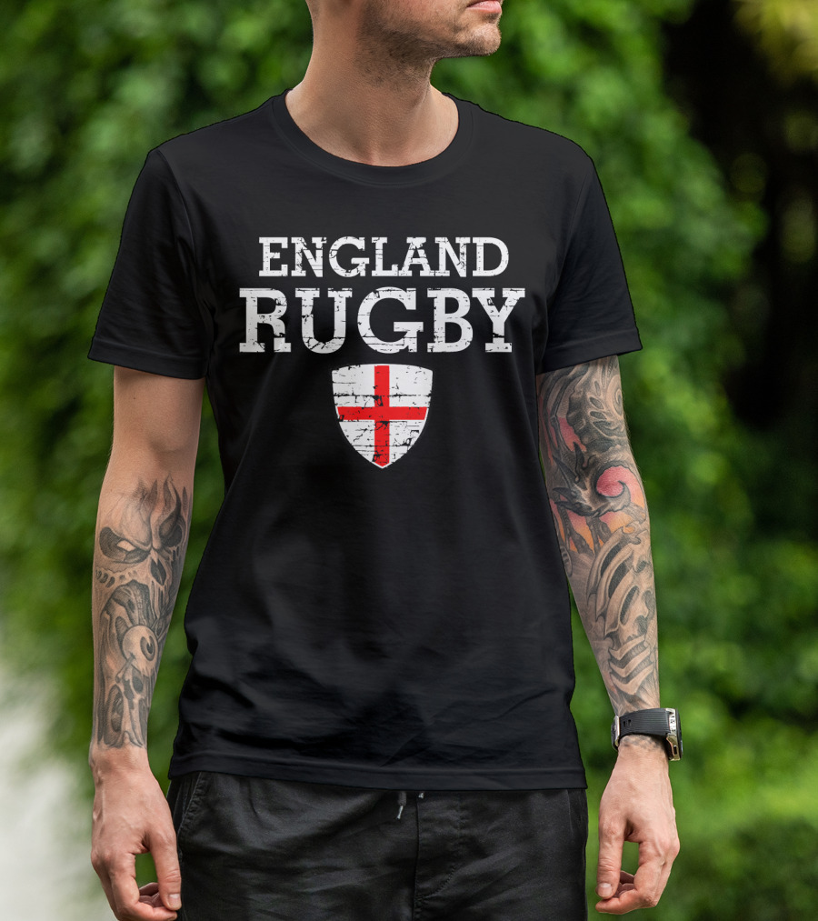 England Rugby Flag Shield Emblem T-Shirt
