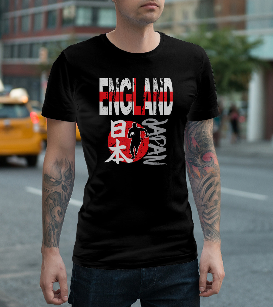 England Japan Rugby Flag Icon Championship T-Shirt