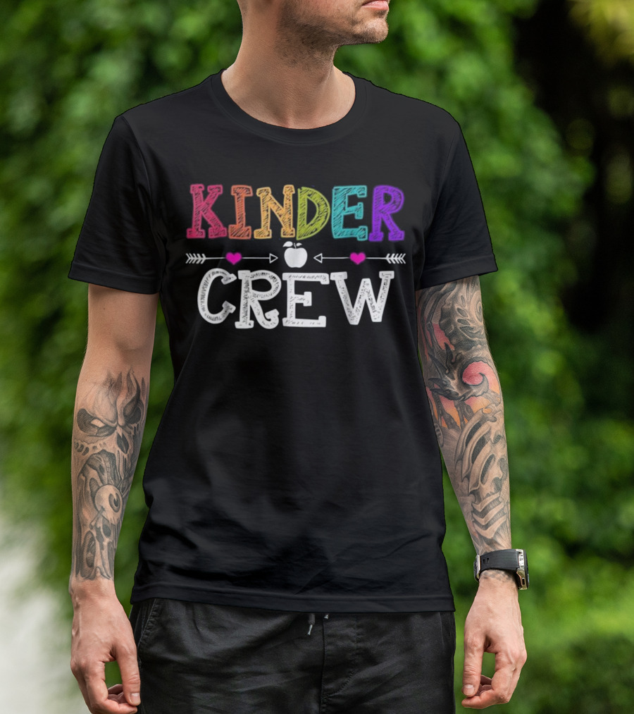 Kinder Crew Colorful Chalk Text With Apple And Arrows T-Shirt