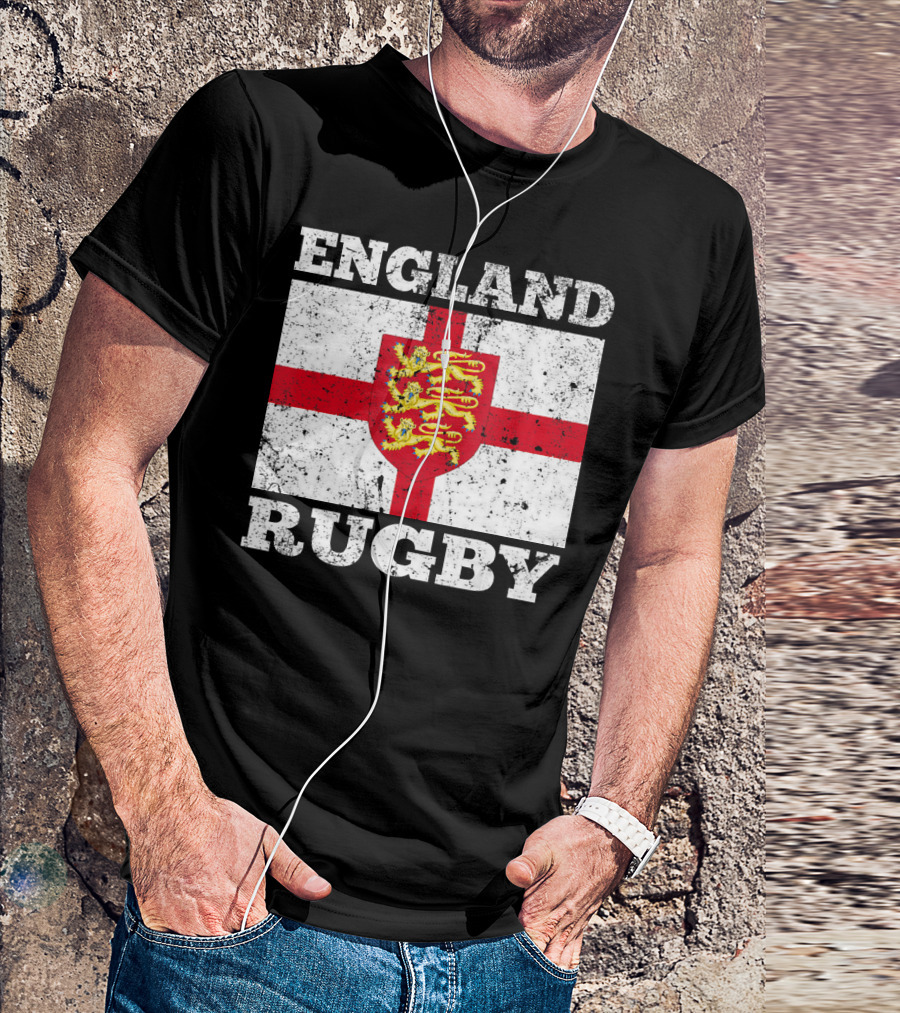 England Rugby Vintage English Flag Distressed Shirt Three Lions T-Shirt