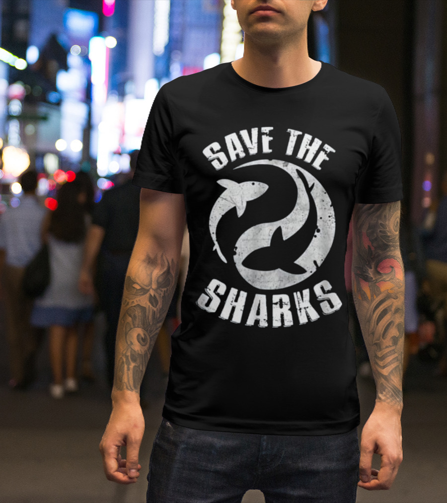 Save The Sharks Ocean Conservation Scuba Diving Awareness T-Shirt