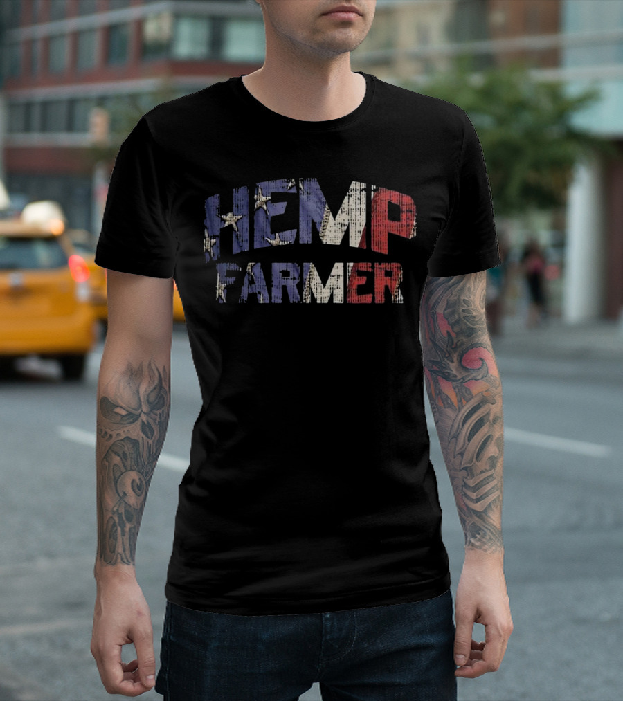 Hemp Farmer Patriotic Cannabis Support CBD T-Shirt