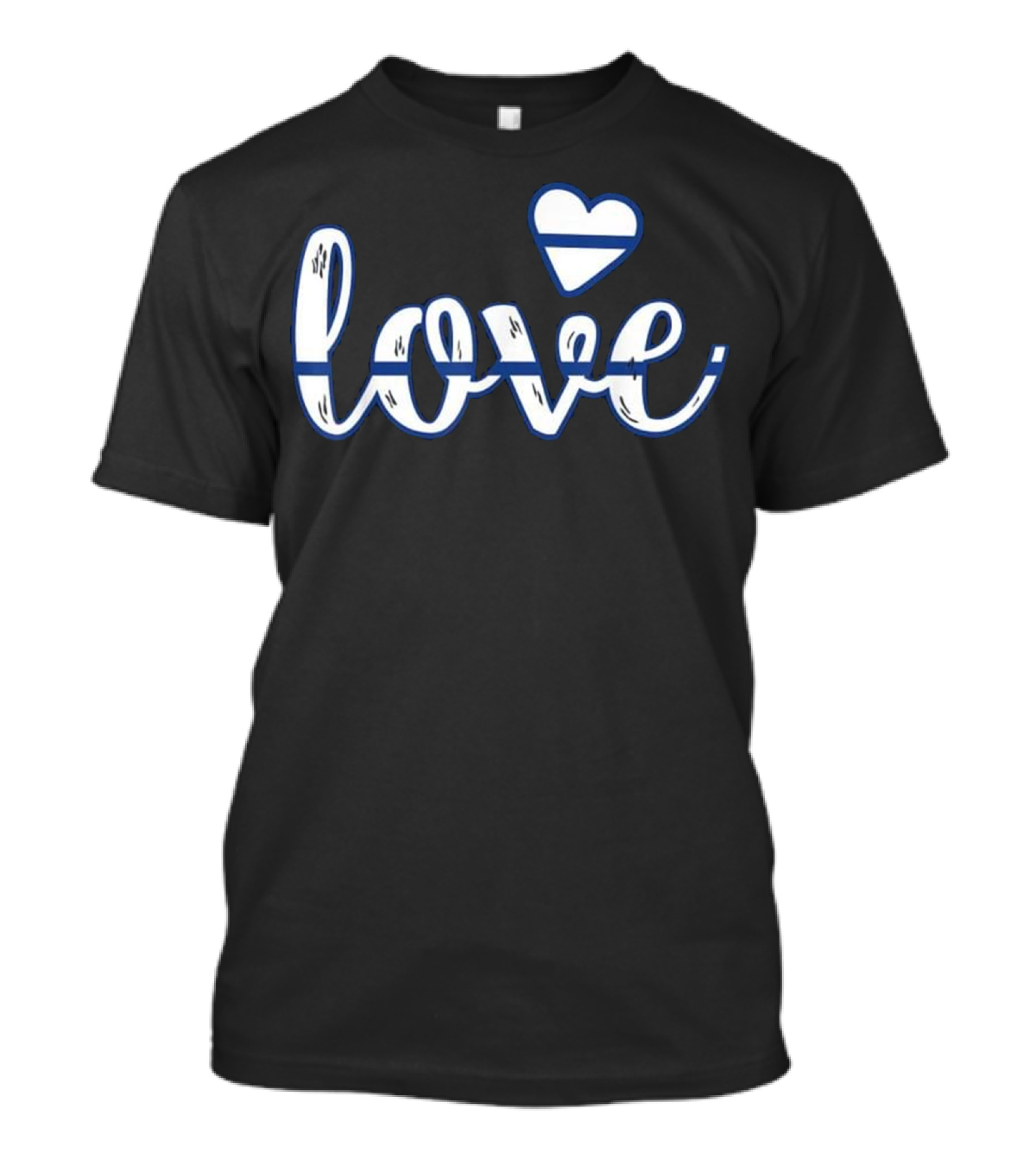 Love Heart Thin Blue Line Police Officer T-Shirt