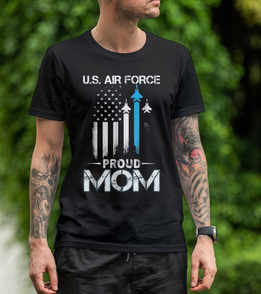 U.S. Air Force Proud Mom American Flag Jets T-Shirt