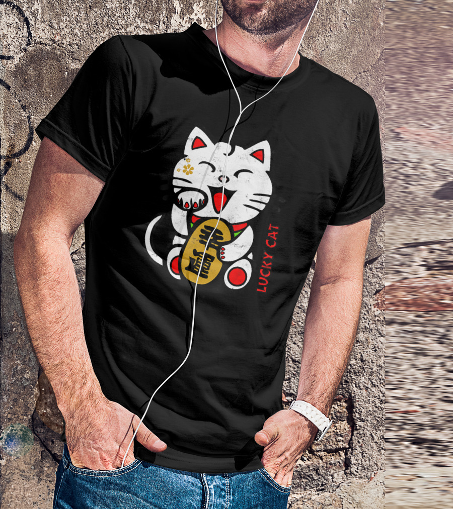 Lucky Cat Maneki-Neko Japanese Good Fortune T-Shirt