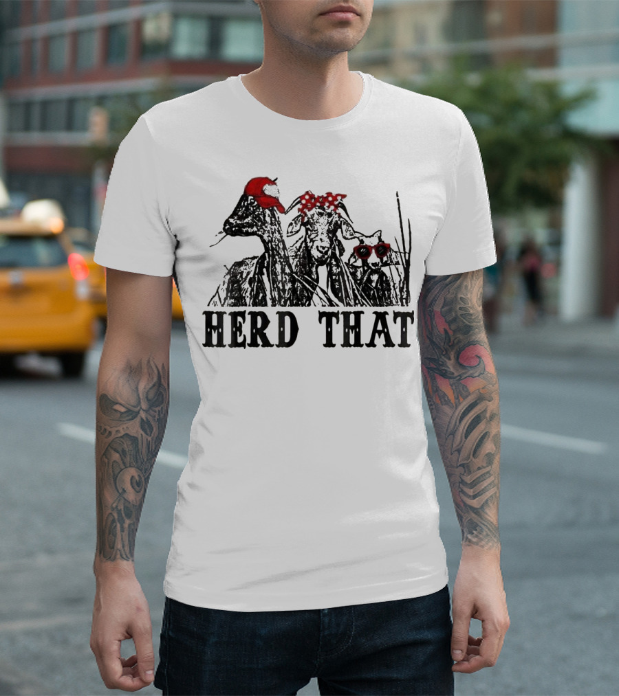 Herd That Goats With Red Hat And Polka Dot Bow T-Shirt