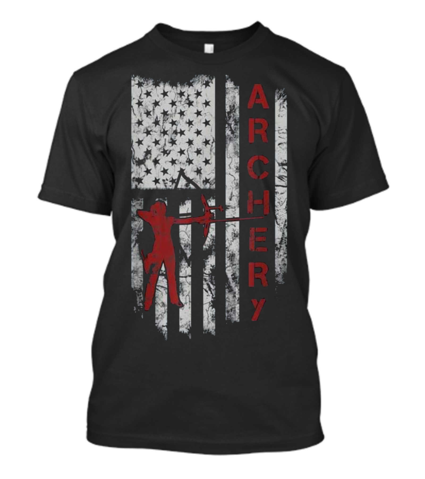 Archery Girl Silhouette With American Flag Elements T-Shirt