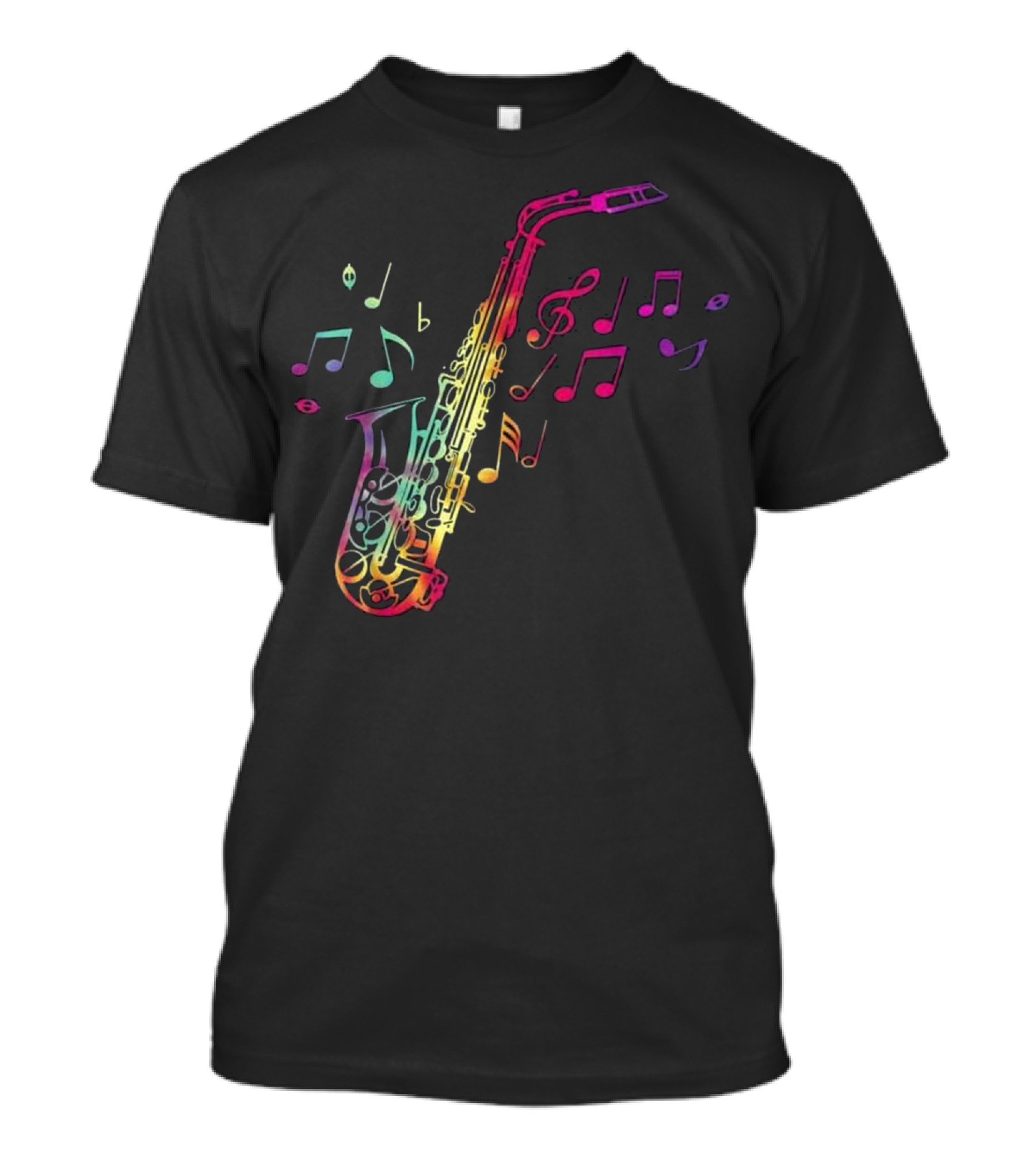 Colorful Saxophone Jazz Musician With Musical Notes T-Shirt
