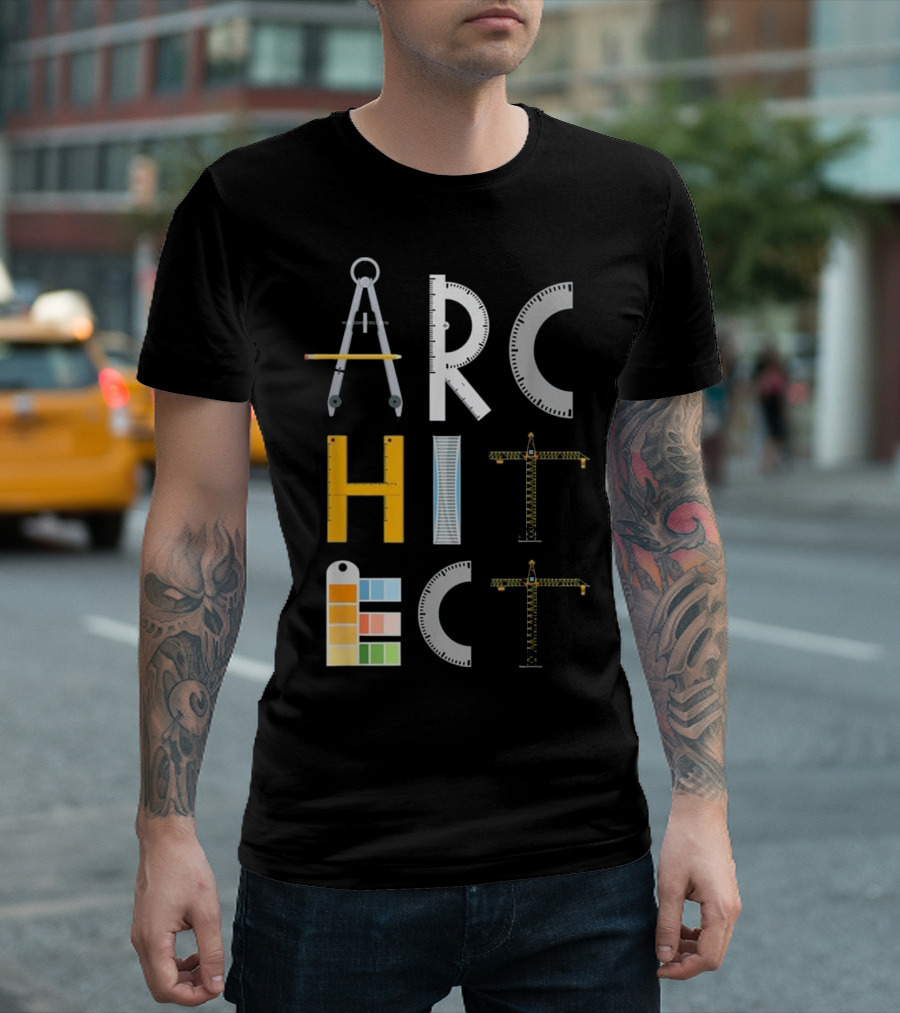 Architect Student Gifts Architecture Tools Blueprint T-Shirt