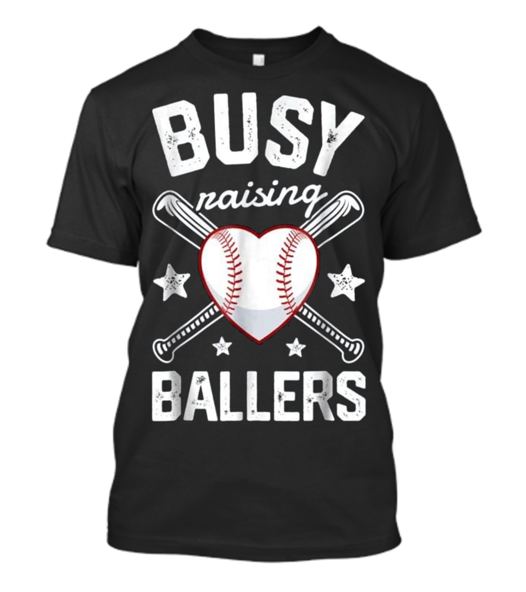 Busy Raising Ballers Baseball Heart And Bat T-Shirt
