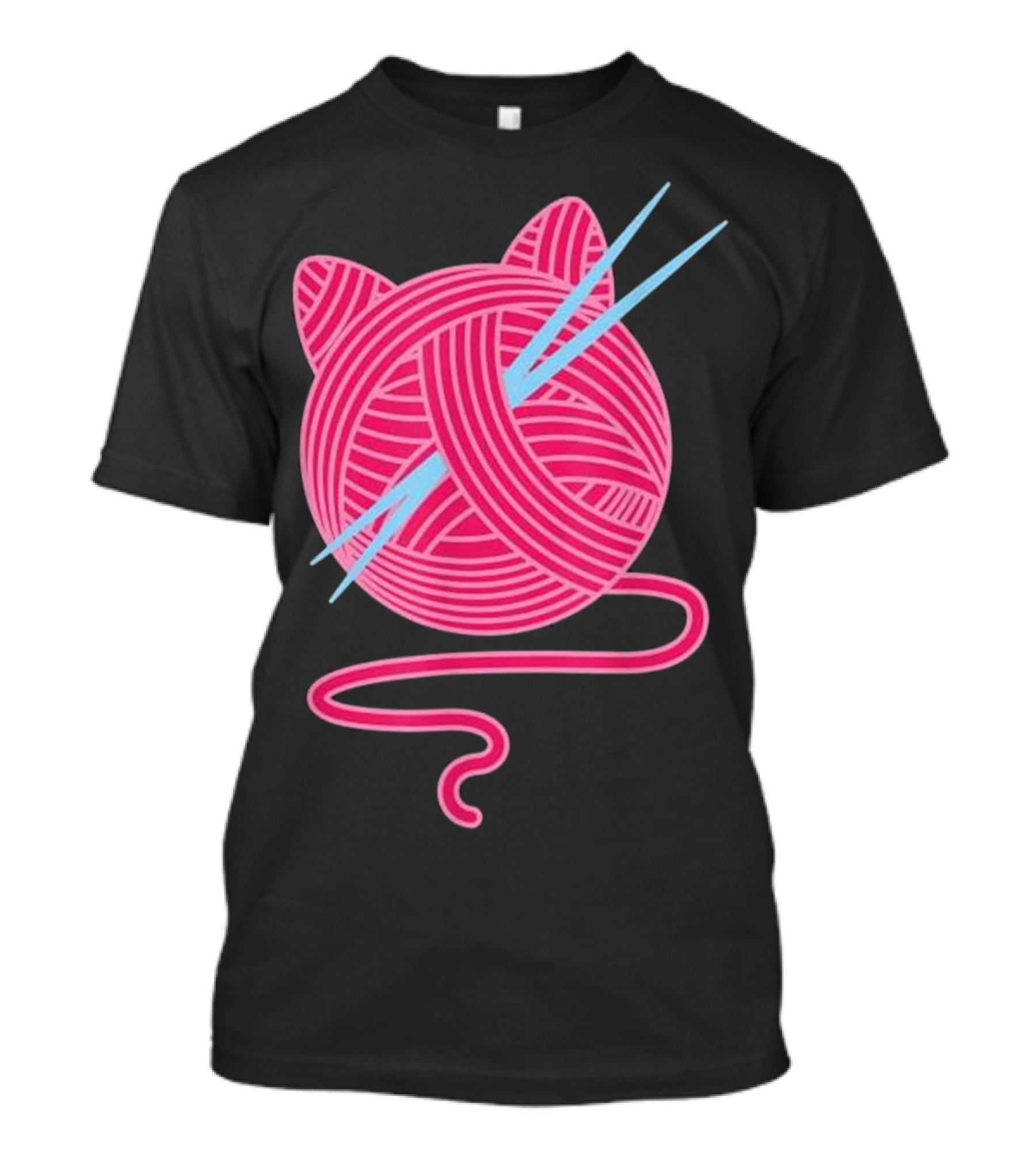 Knitting Kitten Yarn Ball With Needles For Cat Lovers T-Shirt
