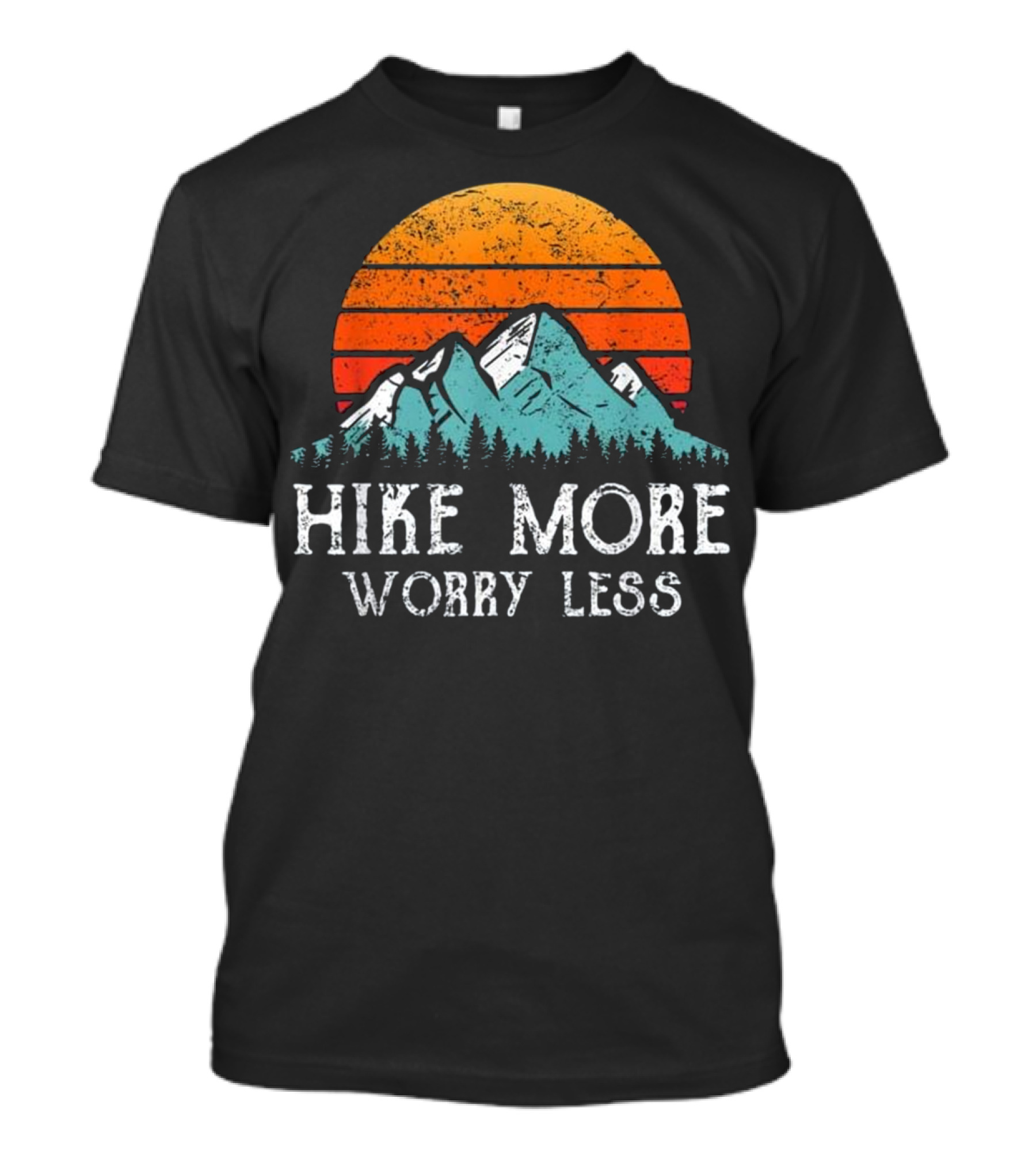 Hike More Worry Less Mountains Sunset T-Shirt