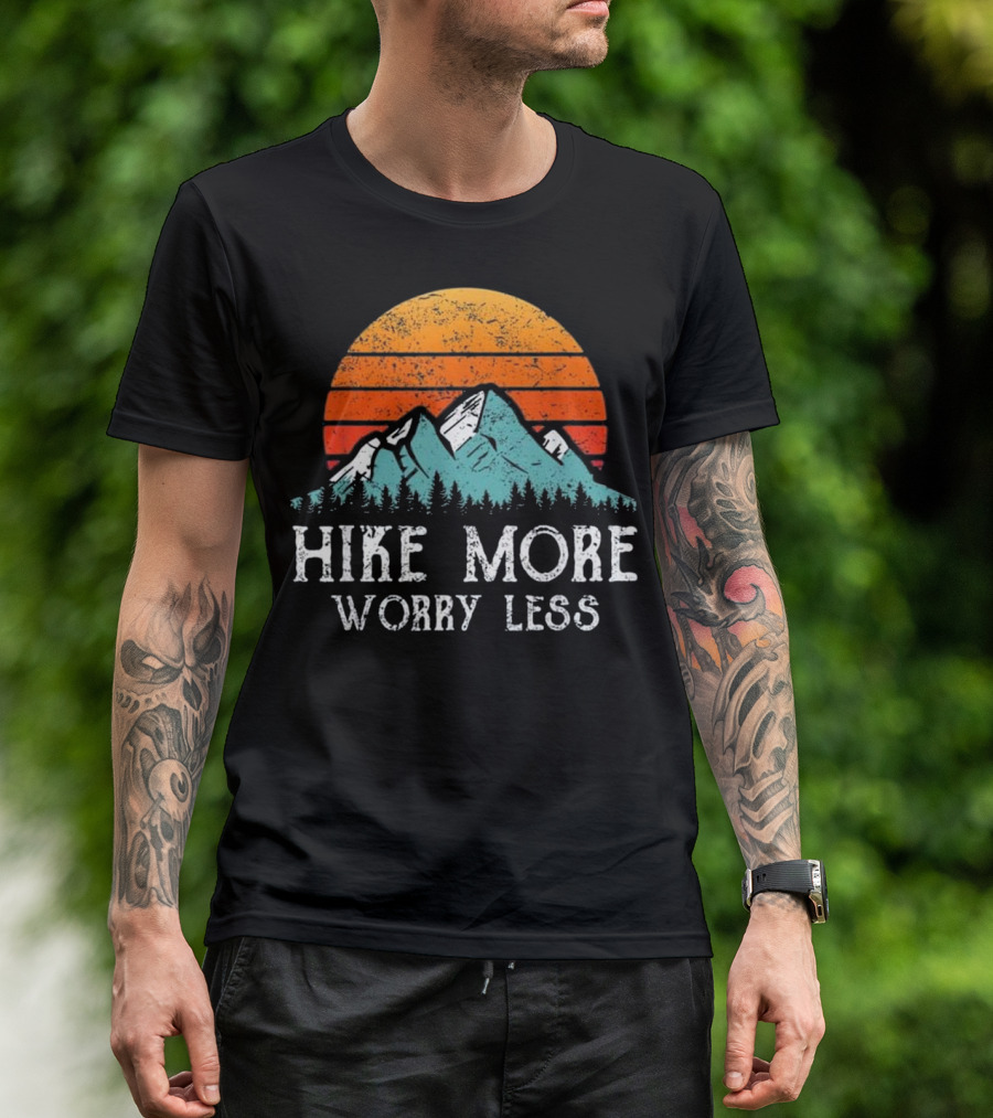 Hike More Worry Less Mountains Sunset T-Shirt