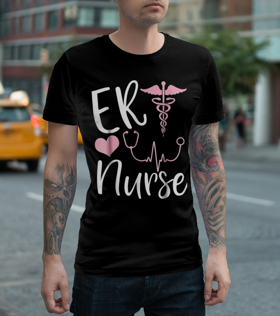 ER Nurse Love Stethoscope Heartbeat T-Shirt