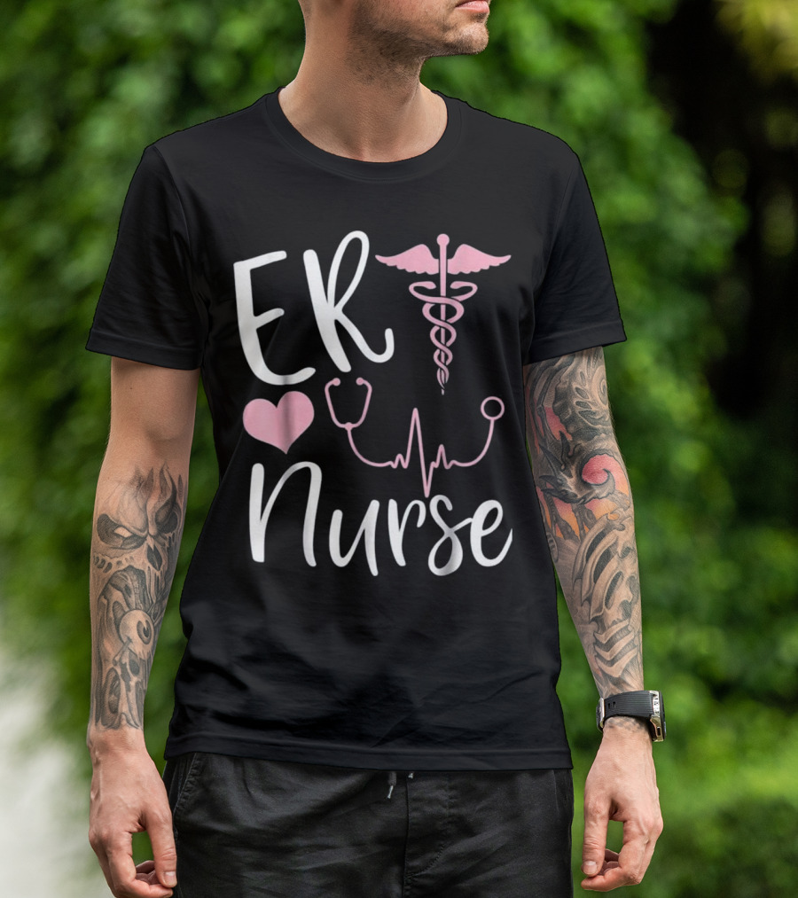 ER Nurse Love Stethoscope Heartbeat T-Shirt