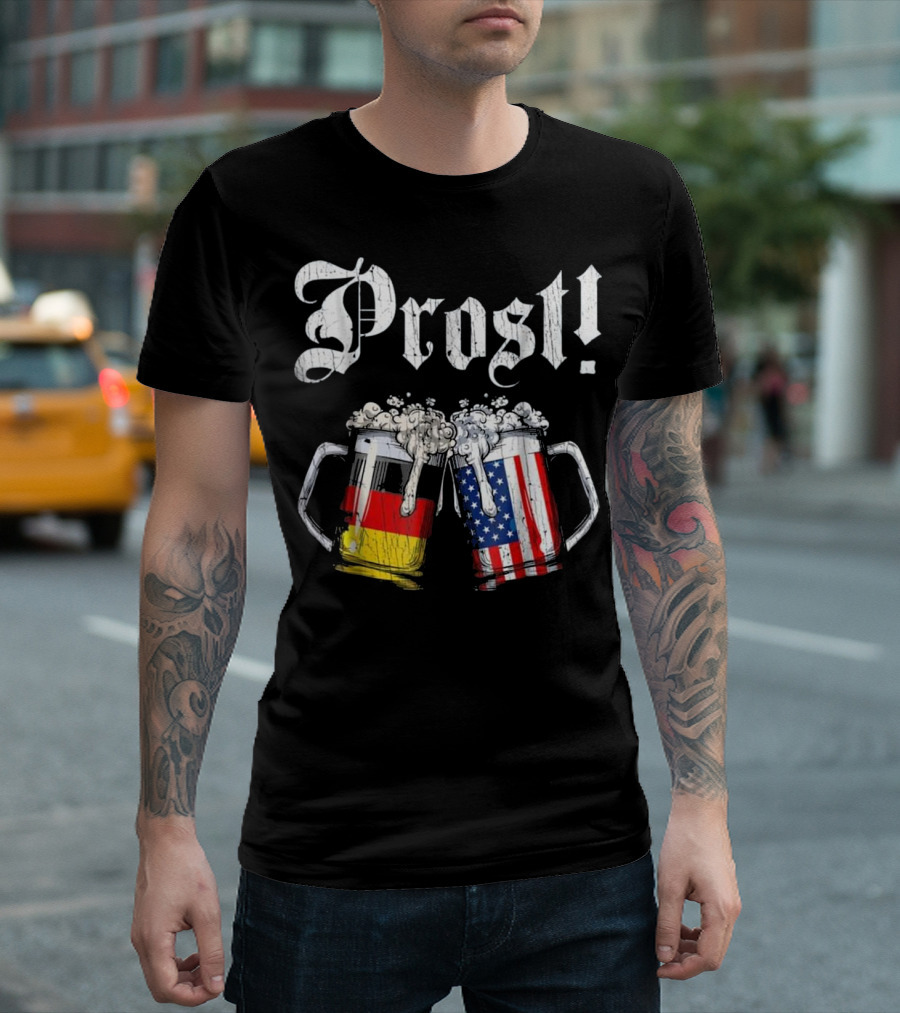 Prost Beer German American Flag Toasting Mugs T-Shirt