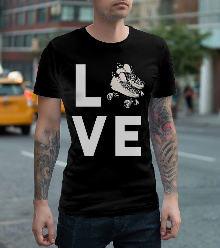 Cute Roller Derby I Love Roller Skates Vintage Style Retro Love Skating T-Shirt
