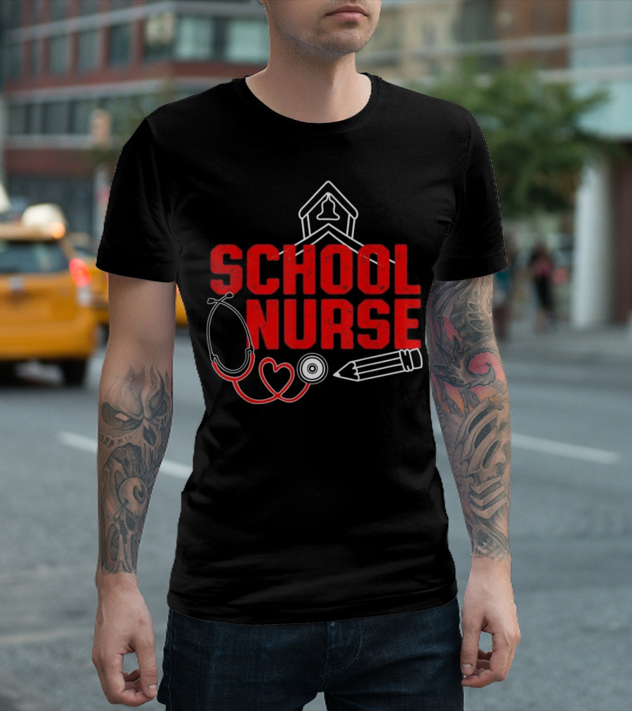 School Nurse Stethoscope Pencil Appreciation T-Shirt