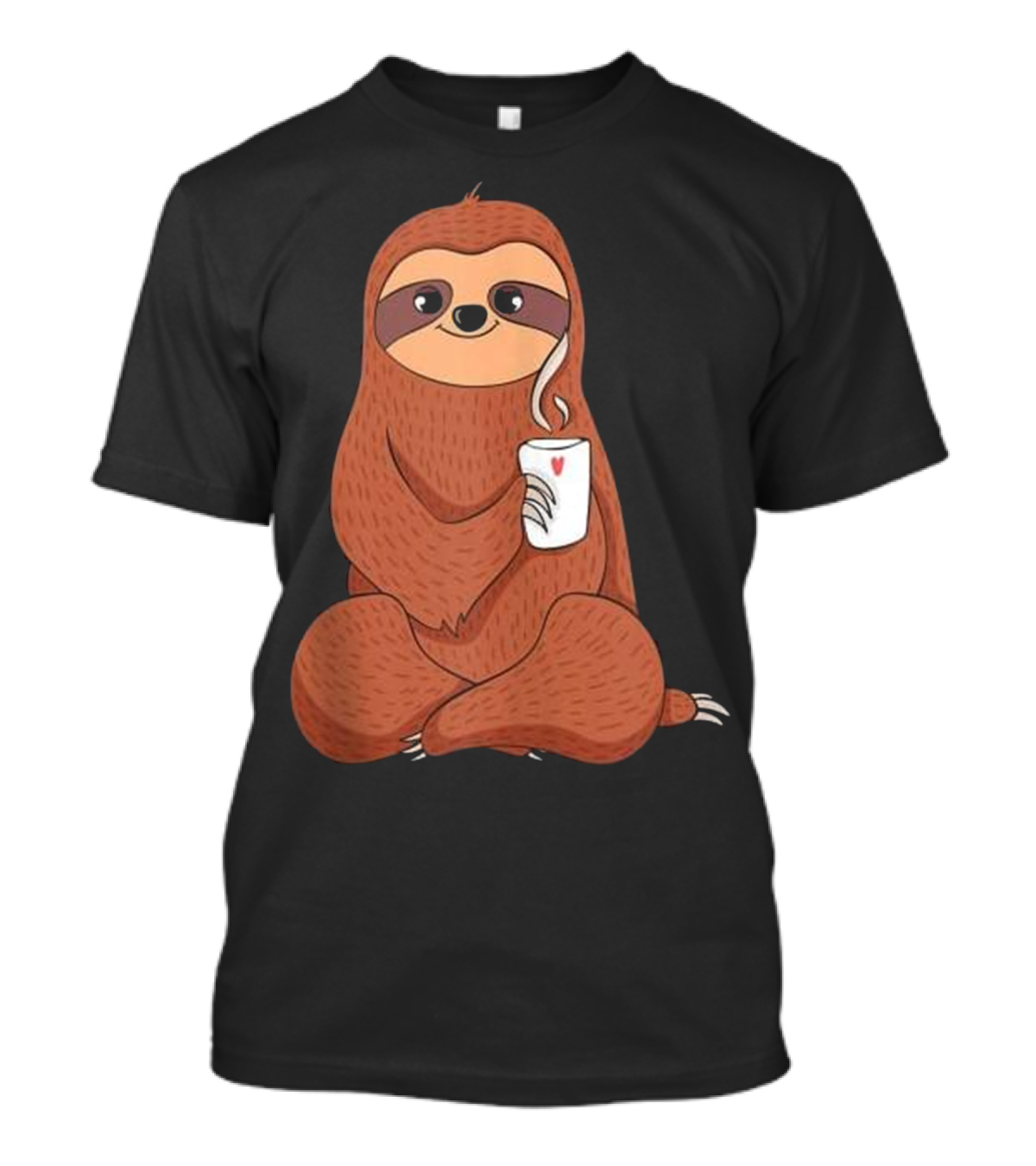 Cute Sloth Holding Heart Mug With Cozy Smile T-Shirt