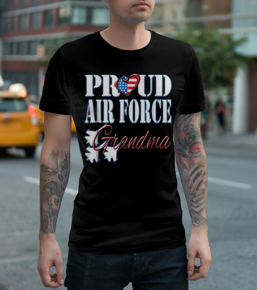 Proud Air Force Grandma US Heart with Jets T-Shirt