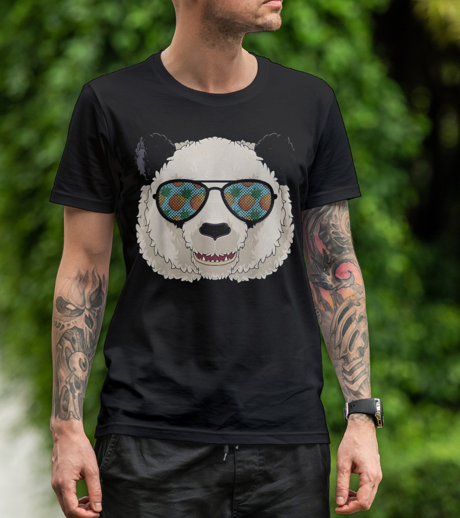Funny Panda Pineapple Sunglasses Aloha Bear T-Shirt