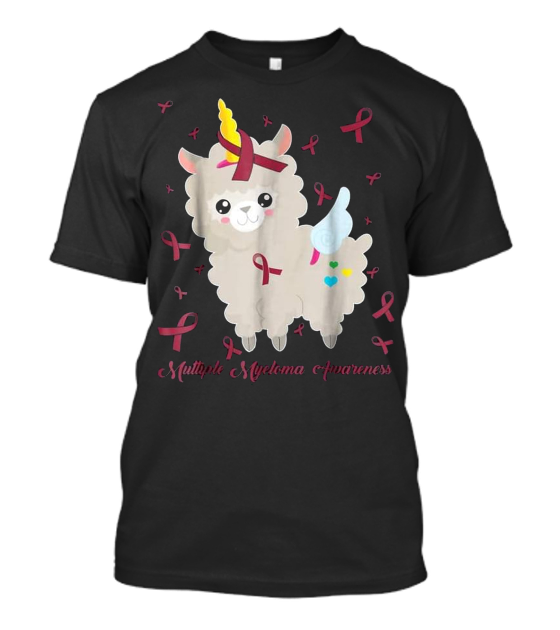 Multiple Myeloma Awareness Cute Unicorn Llama T-Shirt