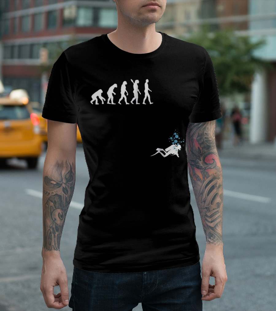 Evolution of Man Scuba Diving Humor T-Shirt