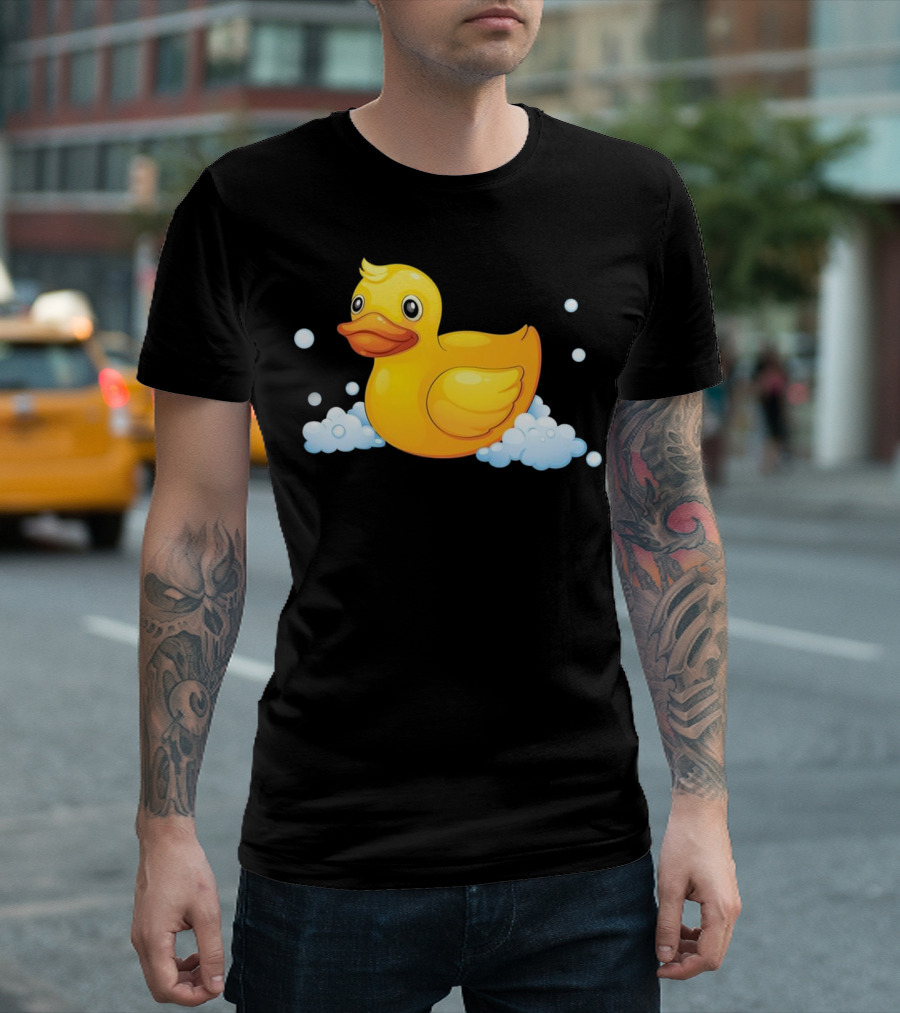 Cute Yellow Rubber Ducky Bubbles Bath Image T-Shirt