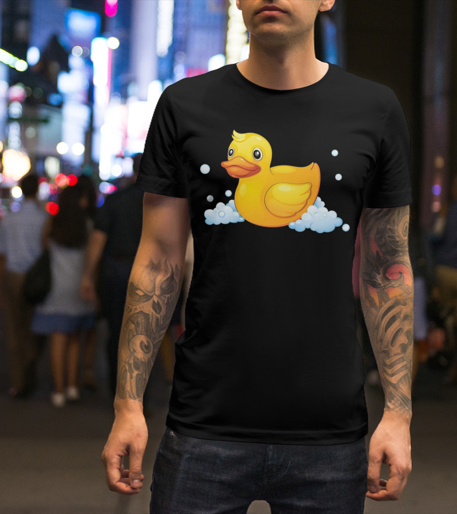 Cute Yellow Rubber Ducky Bubbles Bath Image T-Shirt