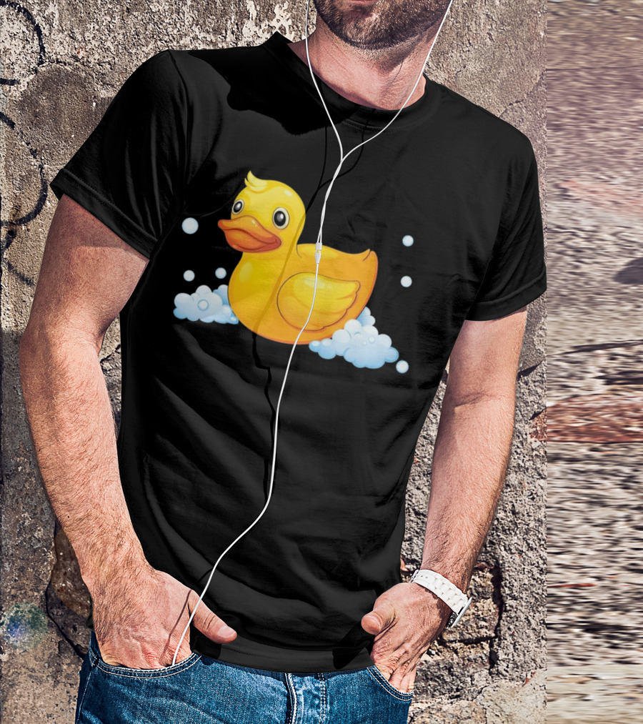 Cute Yellow Rubber Ducky Bubbles Bath Image T-Shirt
