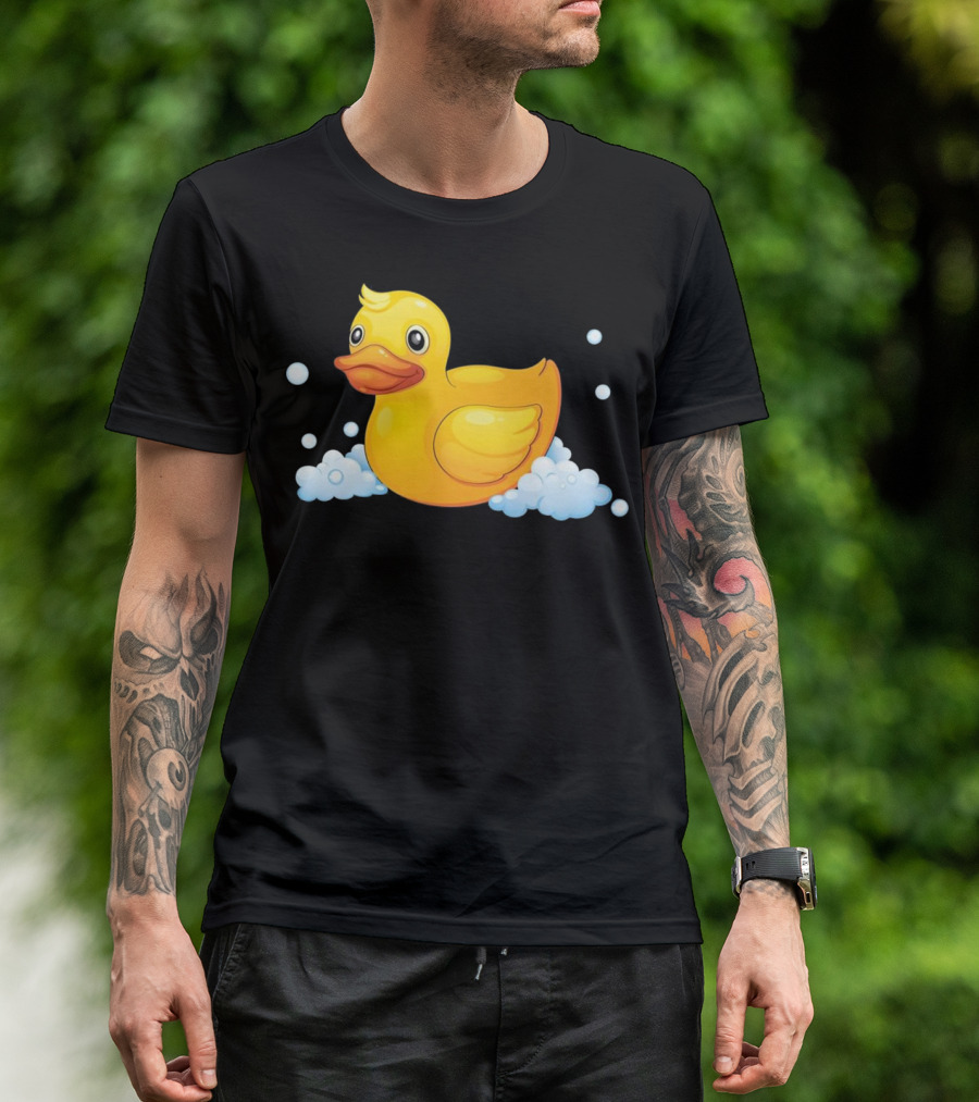 Cute Yellow Rubber Ducky Bubbles Bath Image T-Shirt