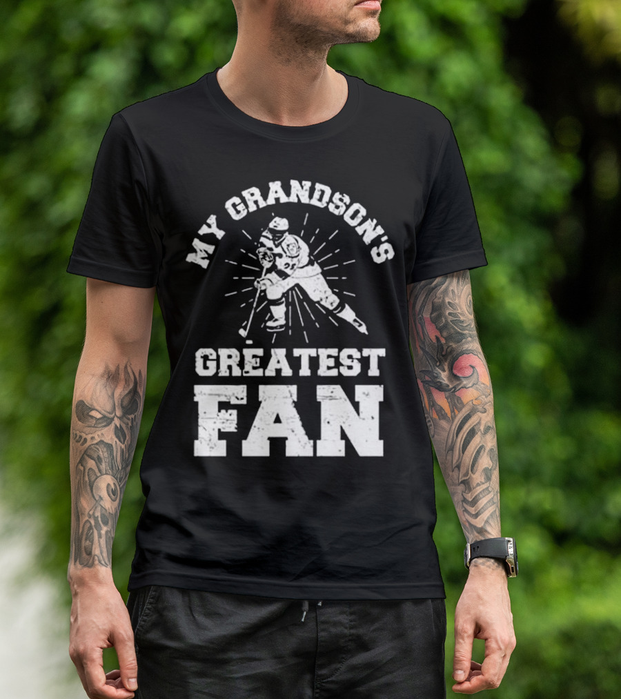 My Grandson's Greatest Fan Hockey Grandma Or Grandad T-Shirt