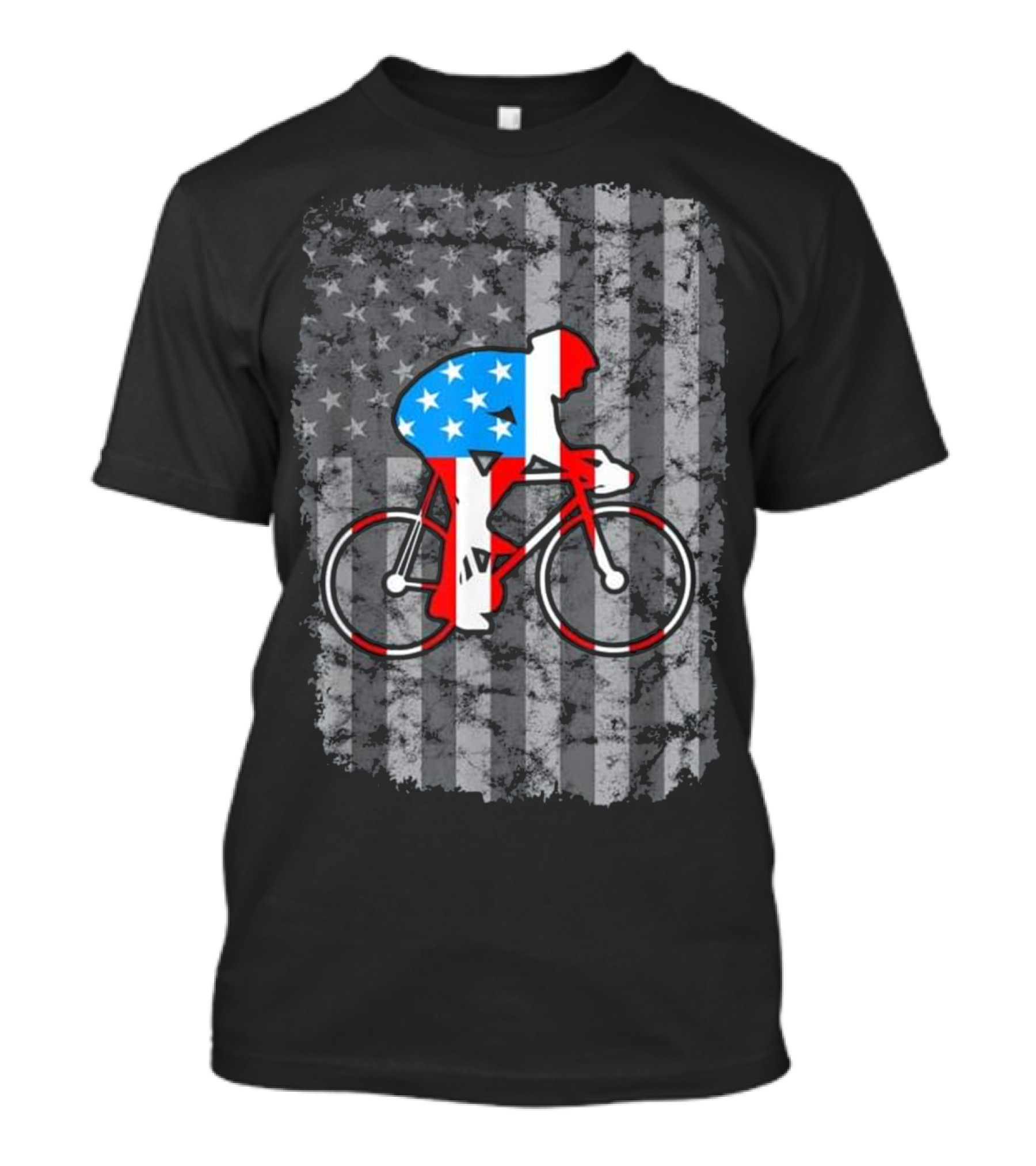Vintage Cycling American Flag United States T-Shirt