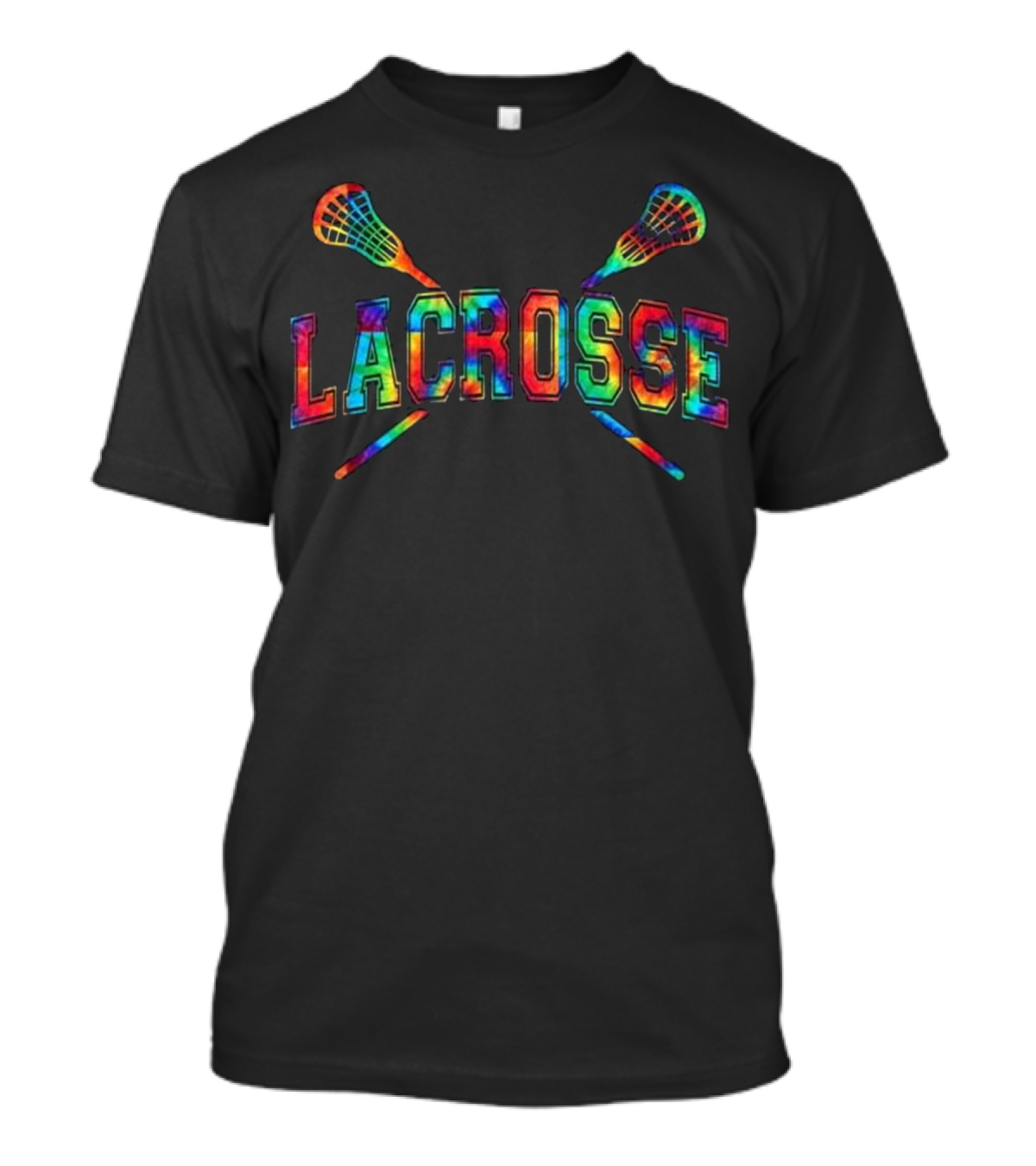 Lacrosse Rainbow Tie-Dye Crossed Sticks T-Shirt