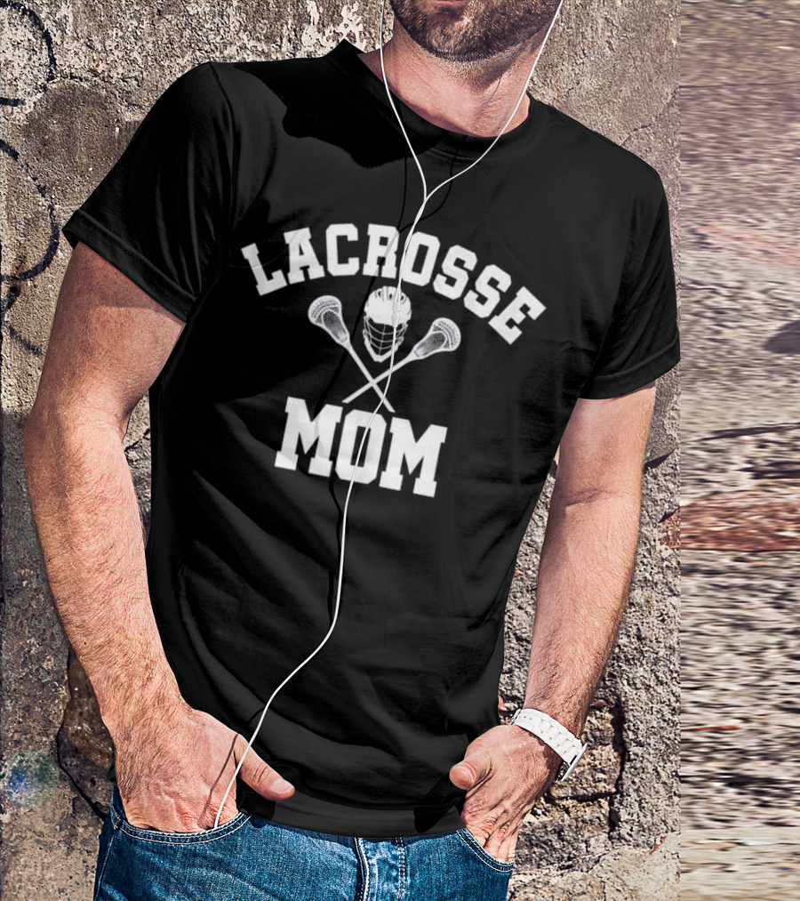 Lacrosse MOM LAX Sports Mother's With Helmet And Crossed Sticks T-Shirt