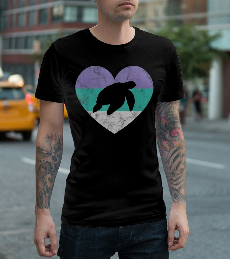Heart Shaped Sea Turtle Love Women Girls Flag Colors T-Shirt