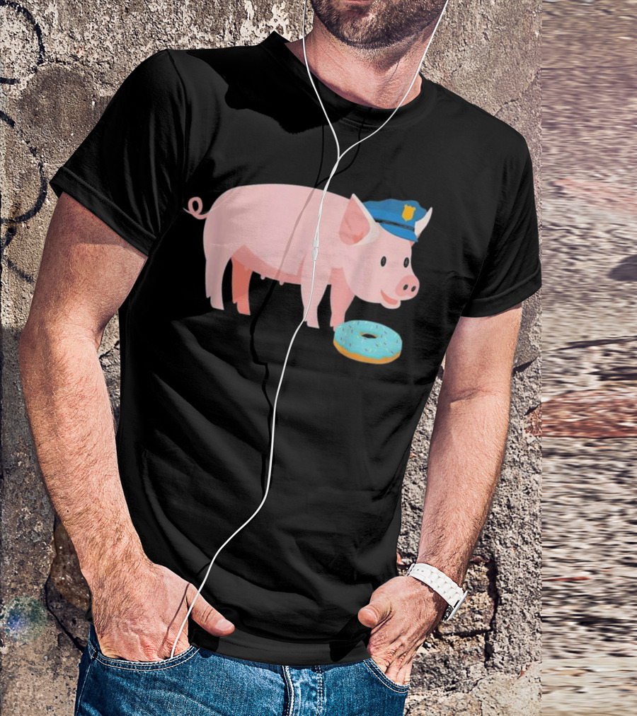 Funny Police Officer Pig Cop And Doughnut Humor T-Shirt