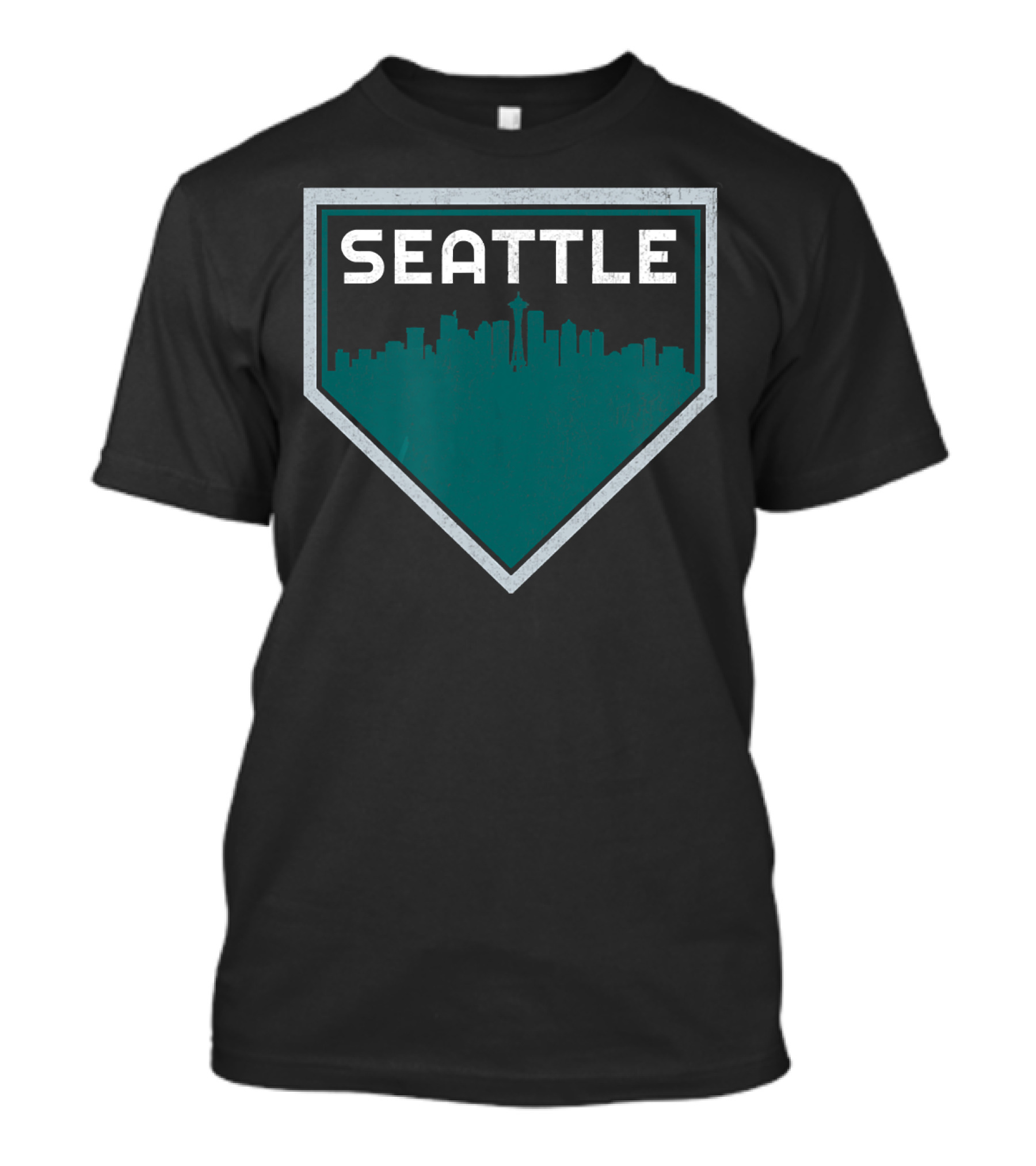 Seattle Skyline Baseball Home Plate Vintage SEA T-Shirt