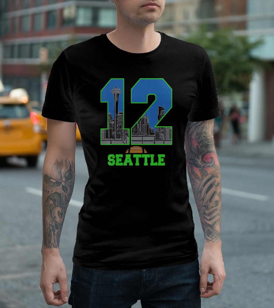 Seattle Skyline 12 Football Fan T-Shirt