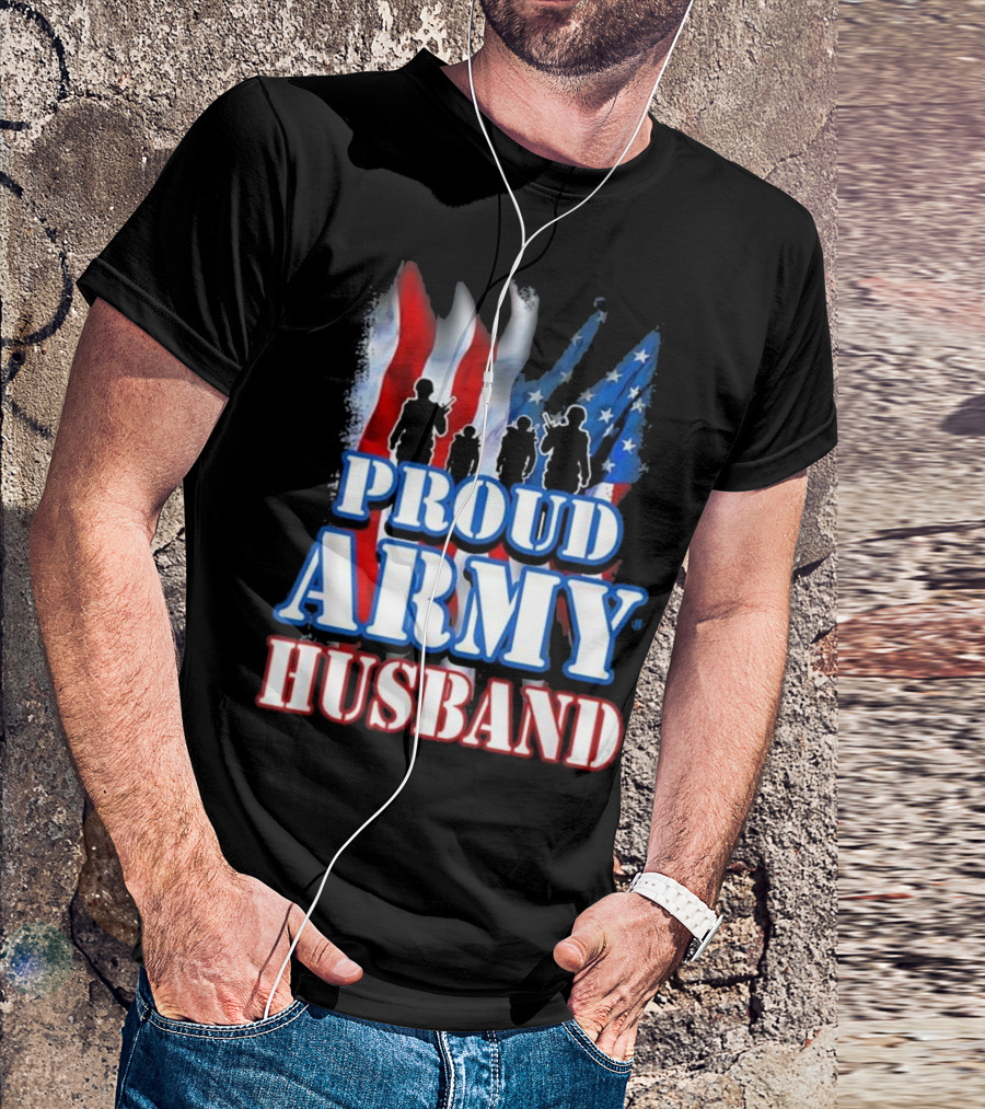 Proud Army Husband American Flag T-Shirt