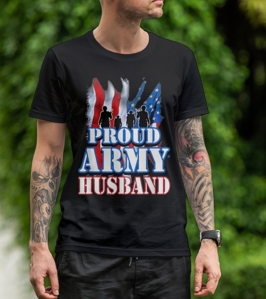 Proud Army Husband American Flag T-Shirt