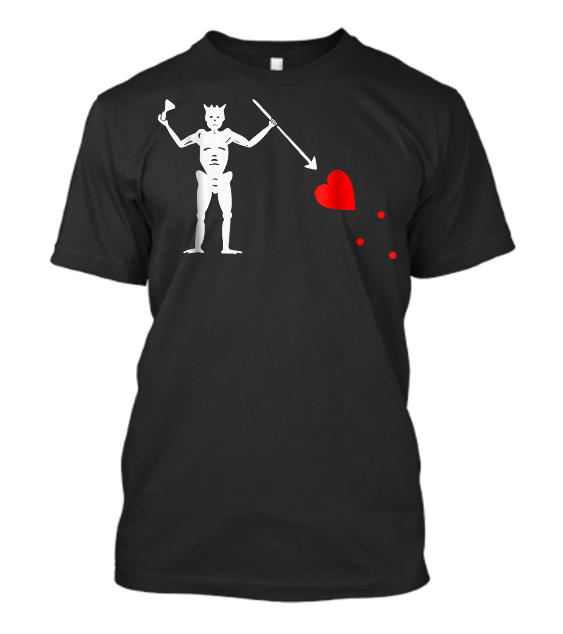 North Carolina Pirate Flag OBX Blackbeard Skeleton Waving Arrow And Heart T-Shirt